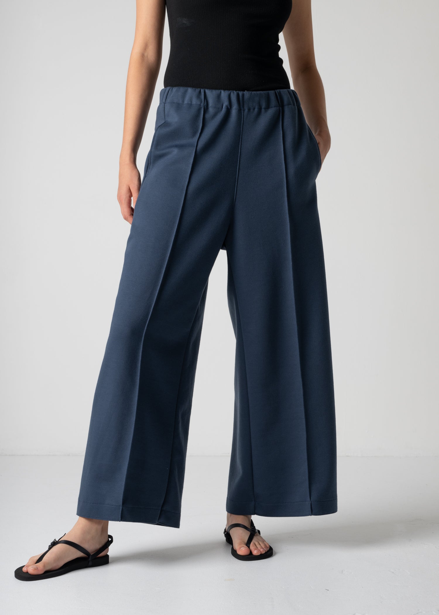 wide-leg trousers, navy, cogthebigsmoke, one size fits all, sustainable fashion, less is more, made in Japan, quiet luxury, minimalist
