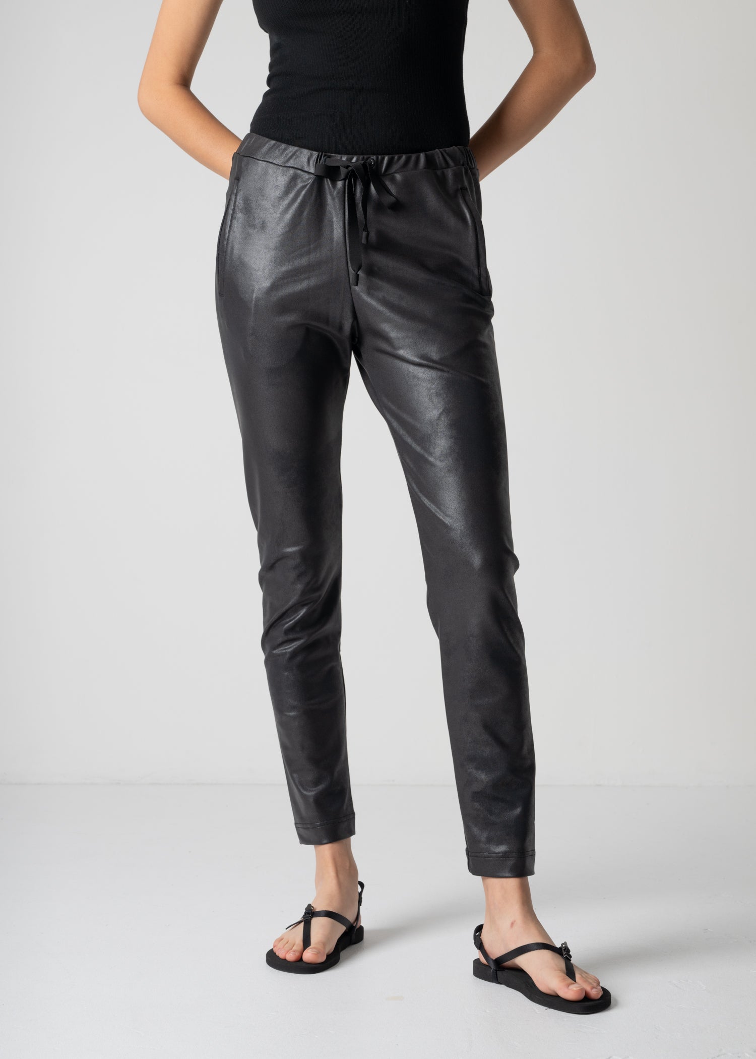 leggings, black, vegan leather, cogthebigsmoke, one size fits all, sustainable fashion, less is more, made in Japan, quiet luxury, minimalist