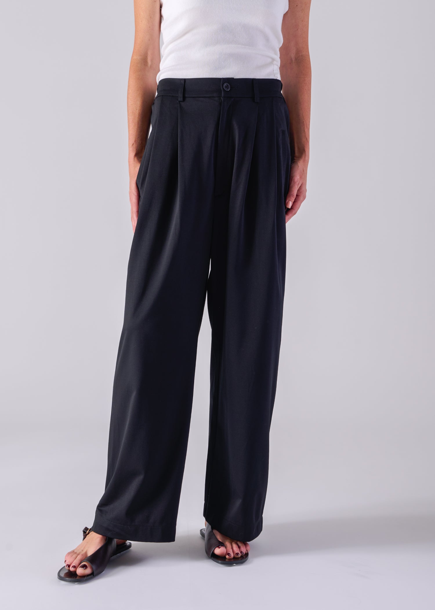 LUCY BAGGY TROUSERS, セミワイドトラウザーズ, Made in Japan