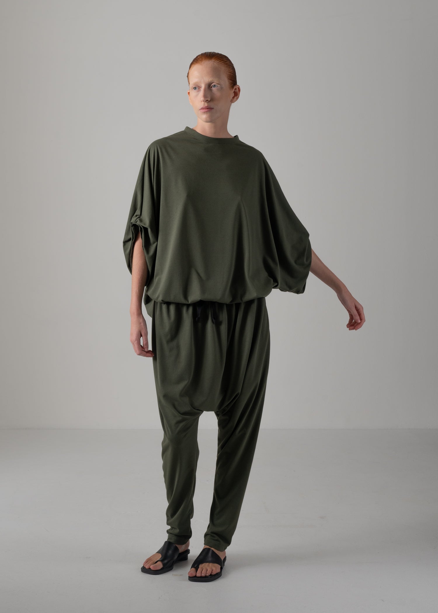 NUBIA TUCKED SLEEVE JUMPSUIT, クルーネックジャンプスーツ, Made in