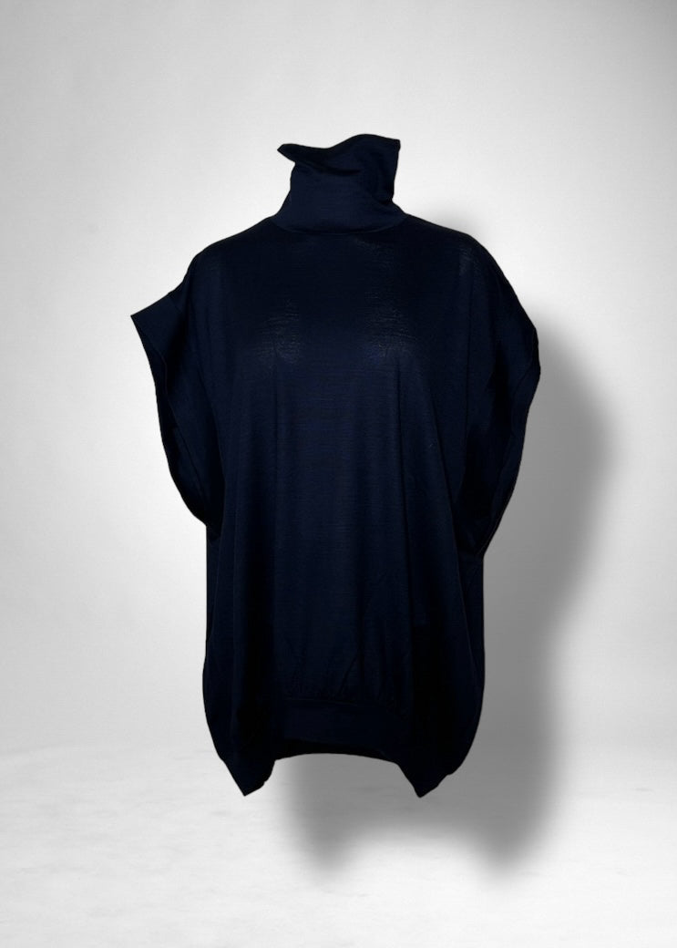 48 KENNA FRENCH HIGH-NECK TOP / HIGH GAUGE PURE WOOL JERSEY - C11