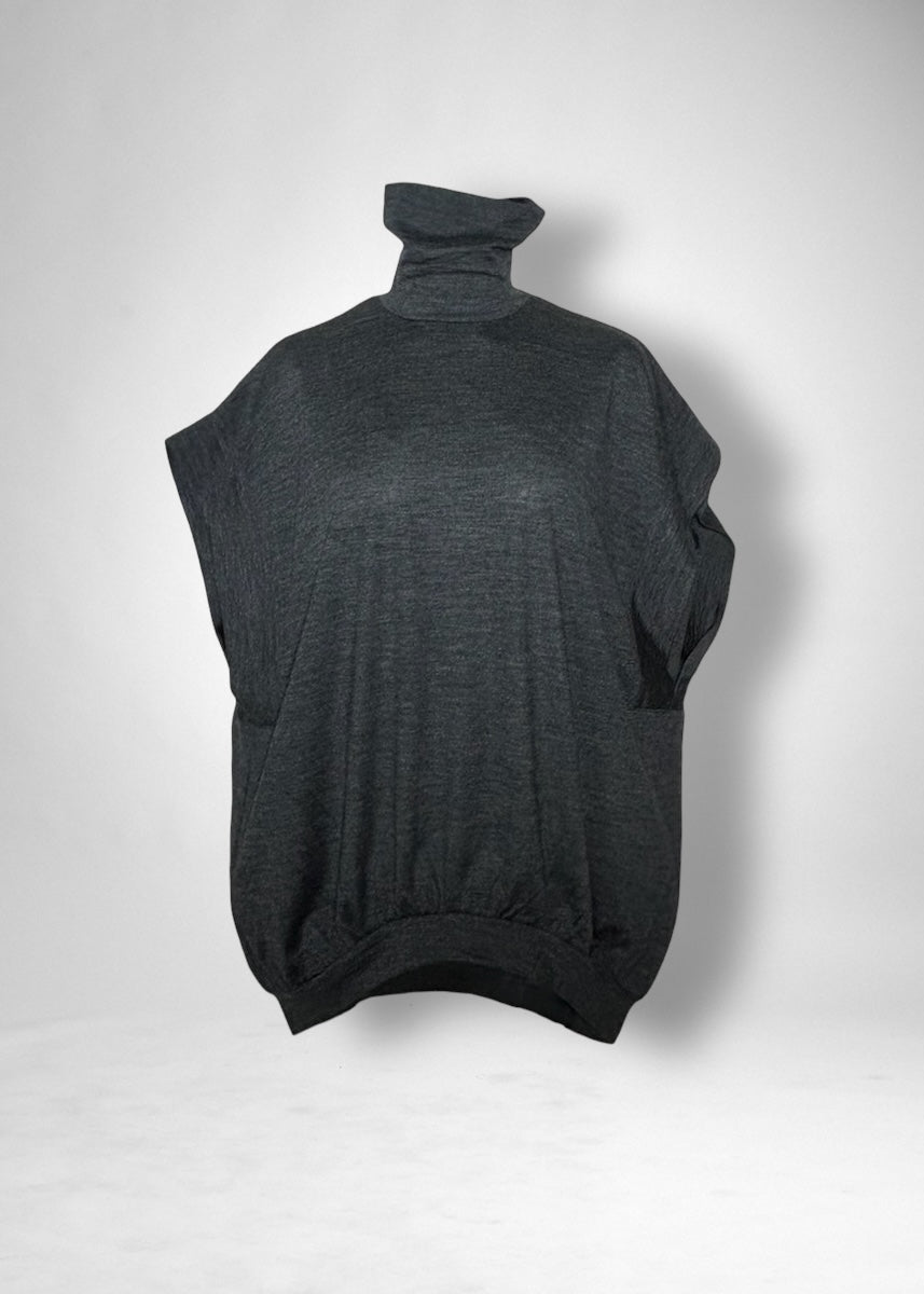 48 KENNA FRENCH HIGH-NECK TOP / HIGH GAUGE PURE WOOL JERSEY - C11