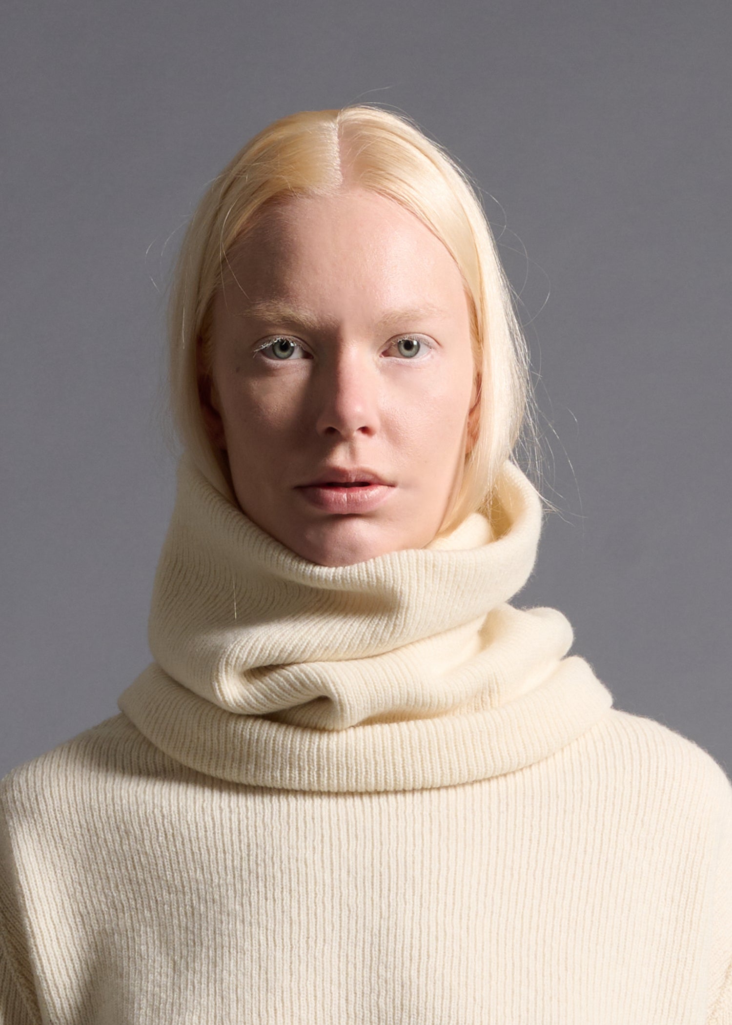Simple tubular snood, milk, cogthebigsmoke, one size fits all, sustainable fashion, less is more, made in Japan, quiet luxury, minimalist