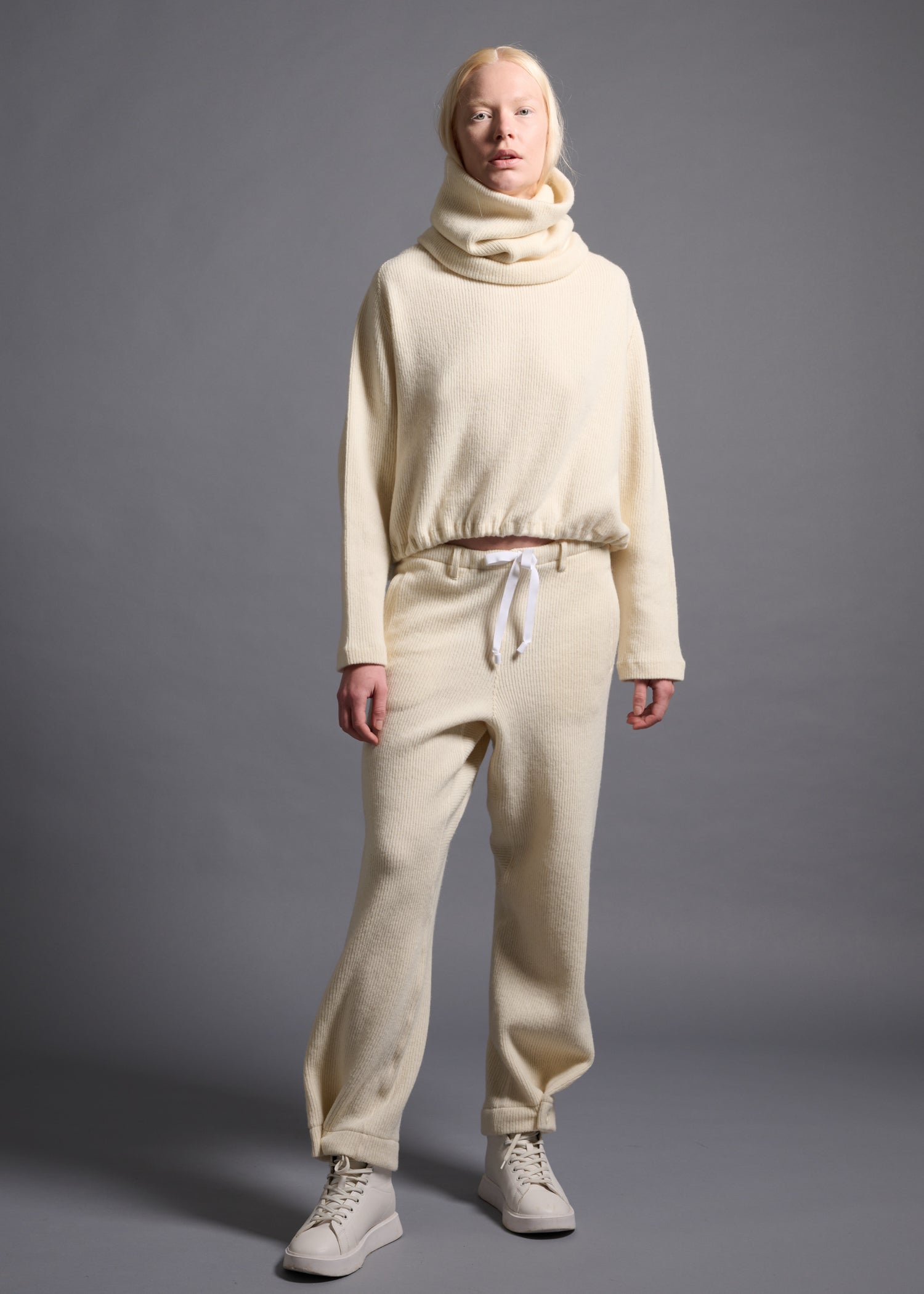 Simple tubular snood, milk, cogthebigsmoke, one size fits all, sustainable fashion, less is more, made in Japan, quiet luxury, minimalist