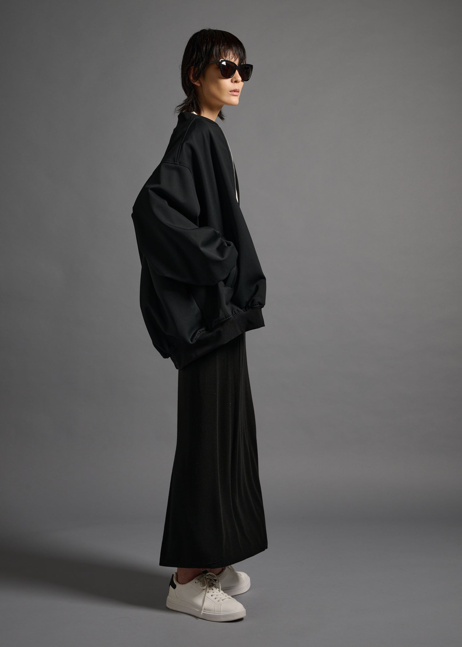Oversized lined long-sleeved blouson, black, cogthebigsmoke, one size fits all, sustainable fashion, less is more, made in Japan, quiet luxury, minimalist