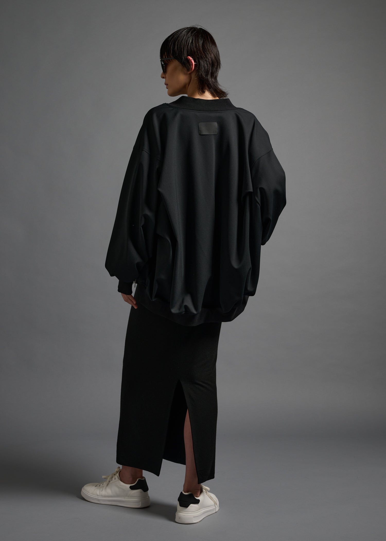 Oversized lined long-sleeved blouson, black, cogthebigsmoke, one size fits all, sustainable fashion, less is more, made in Japan, quiet luxury, minimalist
