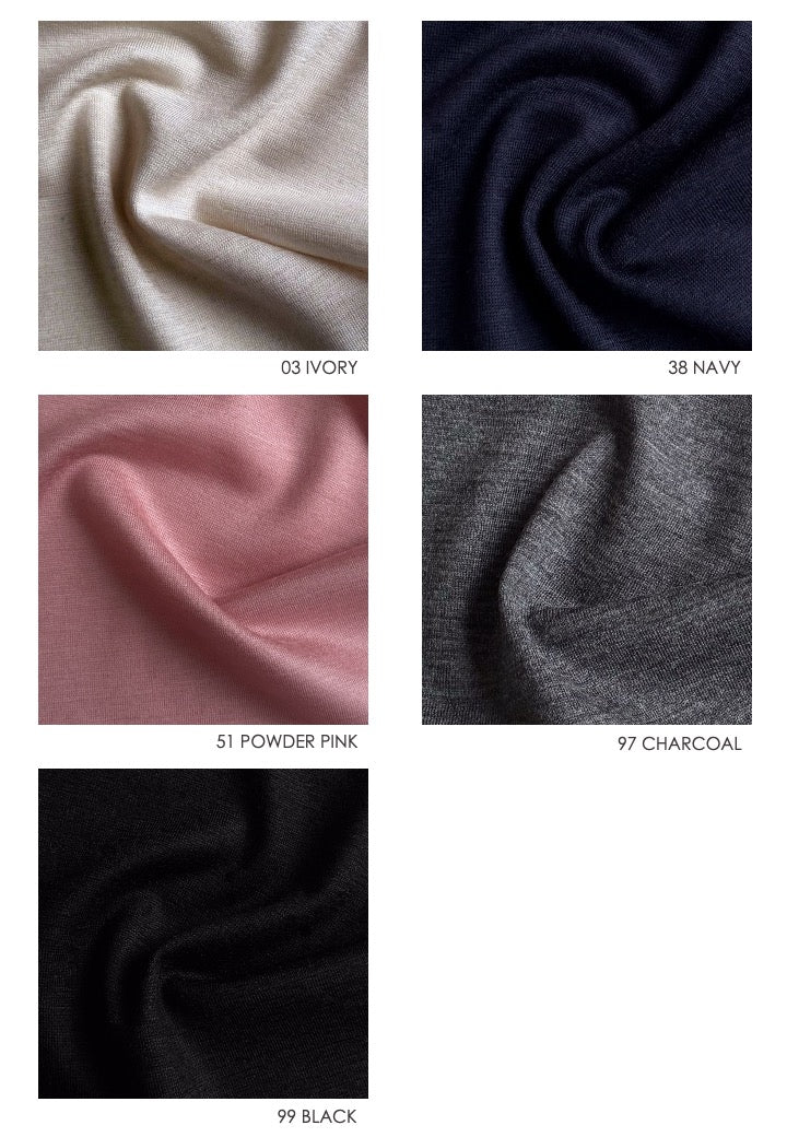 48 KENNA FRENCH HIGH-NECK TOP / HIGH GAUGE PURE WOOL JERSEY - C11
