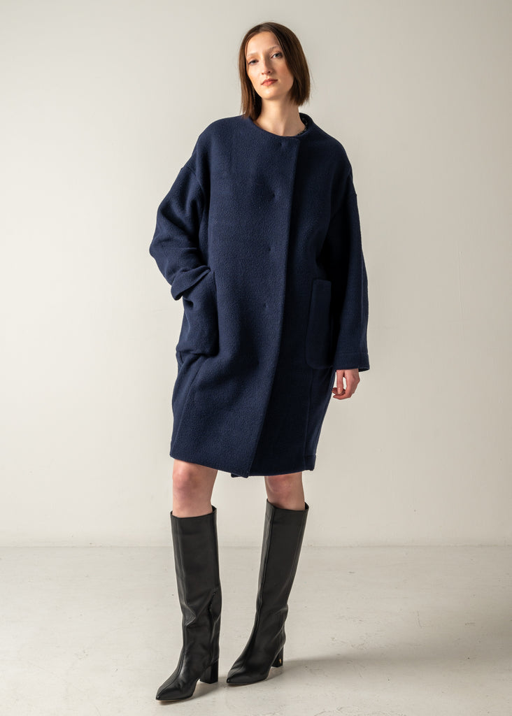 EMILY ROUND NECK COAT / BULKY BRUSHED DOUBLE-KNIT - C9