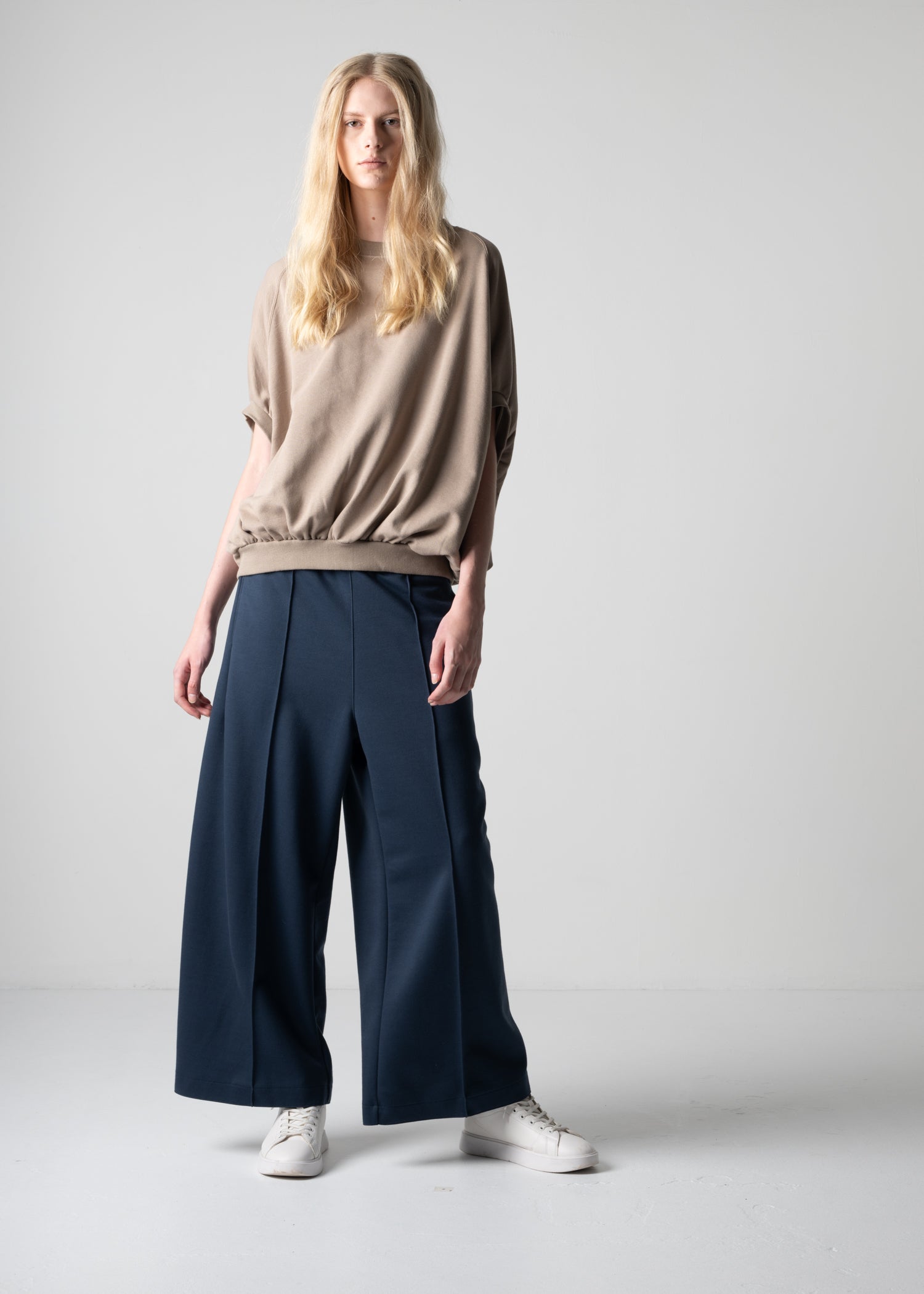 13 GENEVA WIDELEG TROUSERS / DOUBLE AIR COTTON BLEND JERSEY - C12