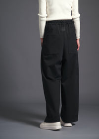 Baggy trousers with double tucks, black, cogthebigsmoke, one size fits all, sustainable fashion, less is more, made in Japan, quiet luxury, minimalist