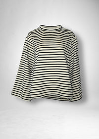 15 KAMILA WIDE SLEEVE T-SHIRT / HIGH GAUGE BRETON STRIPE - C11