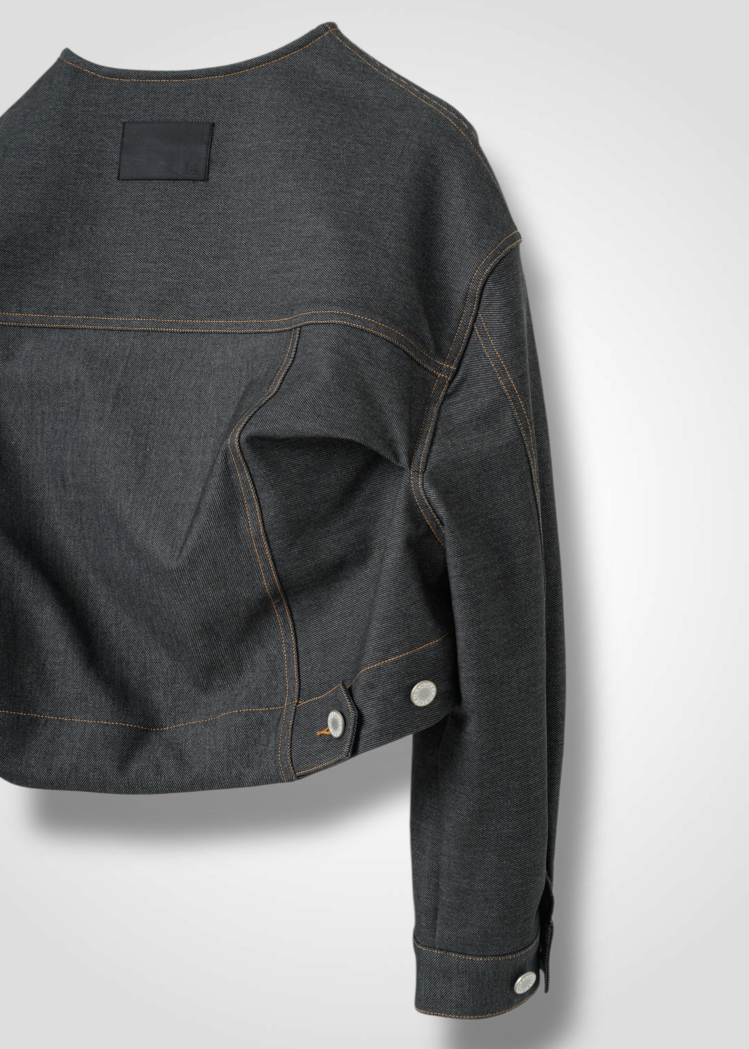 NIKKI COLLARLESS JACKET, Denim-like Jacket, Made in Japan