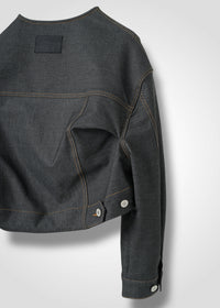 16 NIKKI COLLARLESS JACKET / HYPER DENIM JERSEY - C14