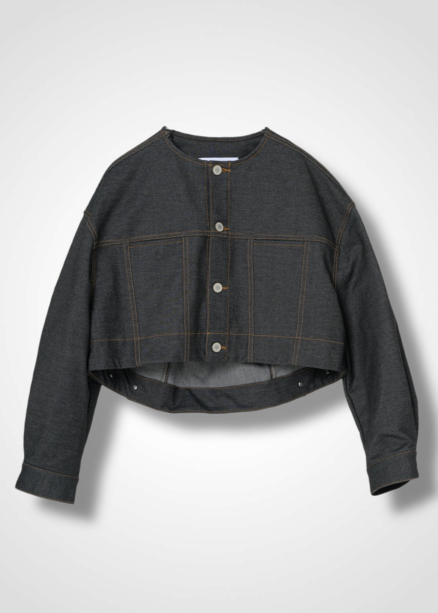 NIKKI COLLARLESS JACKET, Denim-like Jacket, Made in Japan