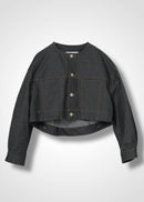 16 NIKKI COLLARLESS JACKET / HYPER DENIM JERSEY - C14