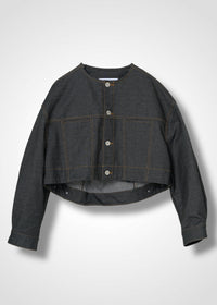 16 NIKKI COLLARLESS JACKET / HYPER DENIM JERSEY - C14