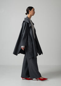 17 ORNELLA HOODED WRAP COAT / SUPER120S PURE WOOL SPONGY JERSEY - C15