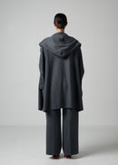 17 ORNELLA HOODED WRAP COAT / SUPER120S PURE WOOL SPONGY JERSEY - C15