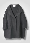 17 ORNELLA HOODED WRAP COAT / SUPER120S PURE WOOL SPONGY JERSEY - C15