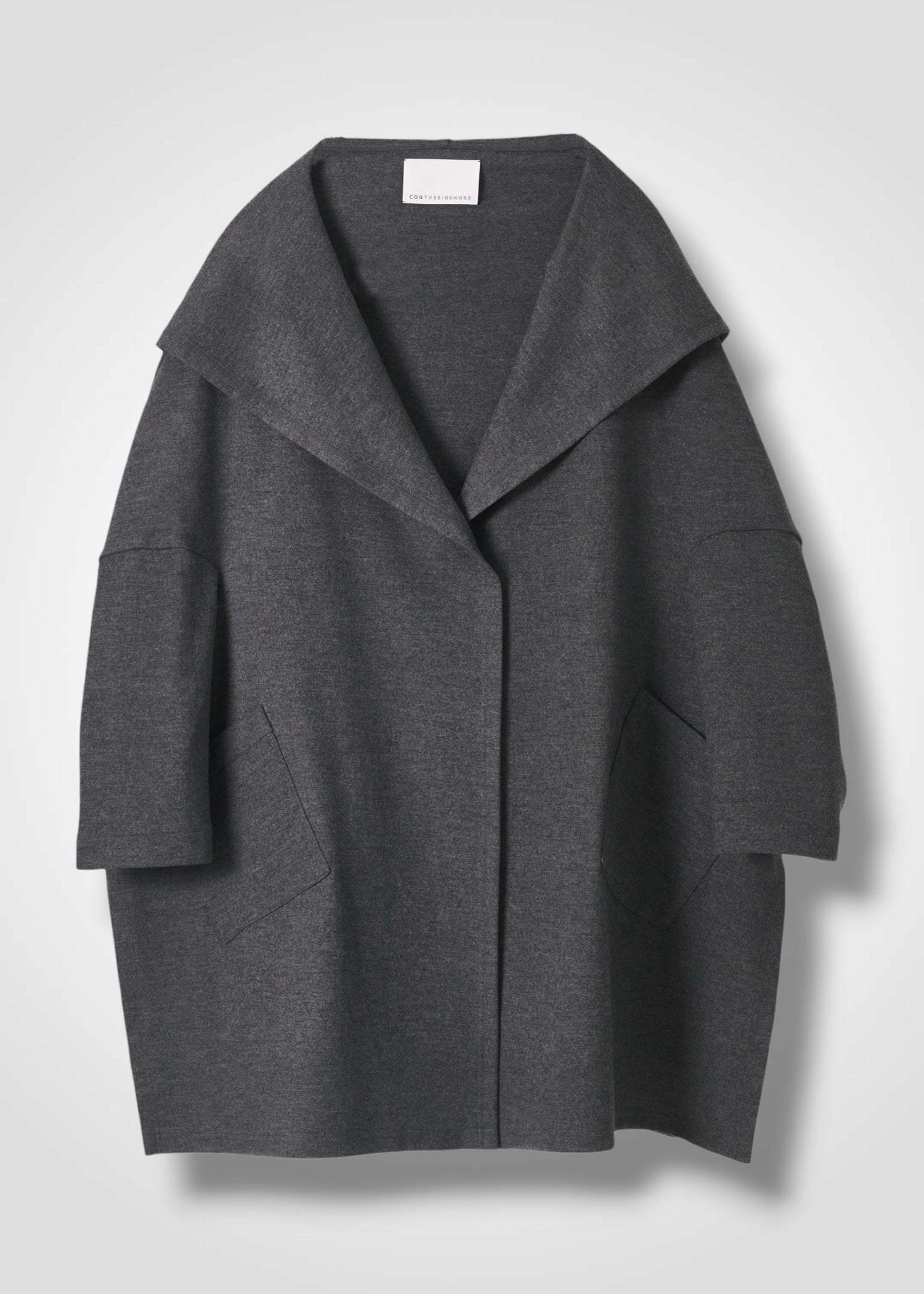 17 ORNELLA HOODED WRAP COAT / SUPER120S PURE WOOL SPONGY JERSEY - C15