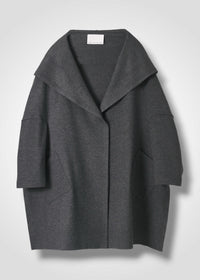 17 ORNELLA HOODED WRAP COAT / SUPER120S PURE WOOL SPONGY JERSEY - C15