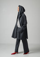 17 ORNELLA HOODED WRAP COAT / SUPER120S PURE WOOL SPONGY JERSEY - C15