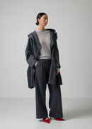 17 ORNELLA HOODED WRAP COAT / SUPER120S PURE WOOL SPONGY JERSEY - C15