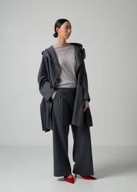 17 ORNELLA HOODED WRAP COAT / SUPER120S PURE WOOL SPONGY JERSEY - C15