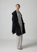 17 ORNELLA HOODED WRAP COAT / SUPER120S PURE WOOL SPONGY JERSEY - C15