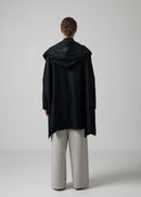 17 ORNELLA HOODED WRAP COAT / SUPER120S PURE WOOL SPONGY JERSEY - C15