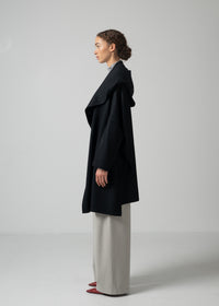 17 ORNELLA HOODED WRAP COAT / SUPER120S PURE WOOL SPONGY JERSEY - C15