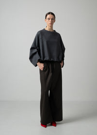 18 ORLY TUCKED SLEEVE TOP / SUPER120S PURE WOOL SPONGY JERSEY - C15