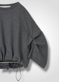 18 ORLY TUCKED SLEEVE TOP / SUPER120S PURE WOOL SPONGY JERSEY - C15