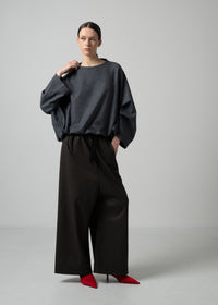 18 ORLY TUCKED SLEEVE TOP / SUPER120S PURE WOOL SPONGY JERSEY - C15