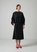 18 ORLY TUCKED SLEEVE TOP / SUPER120S PURE WOOL SPONGY JERSEY - C15