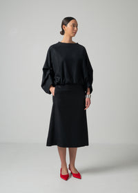 18 ORLY TUCKED SLEEVE TOP / SUPER120S PURE WOOL SPONGY JERSEY - C15