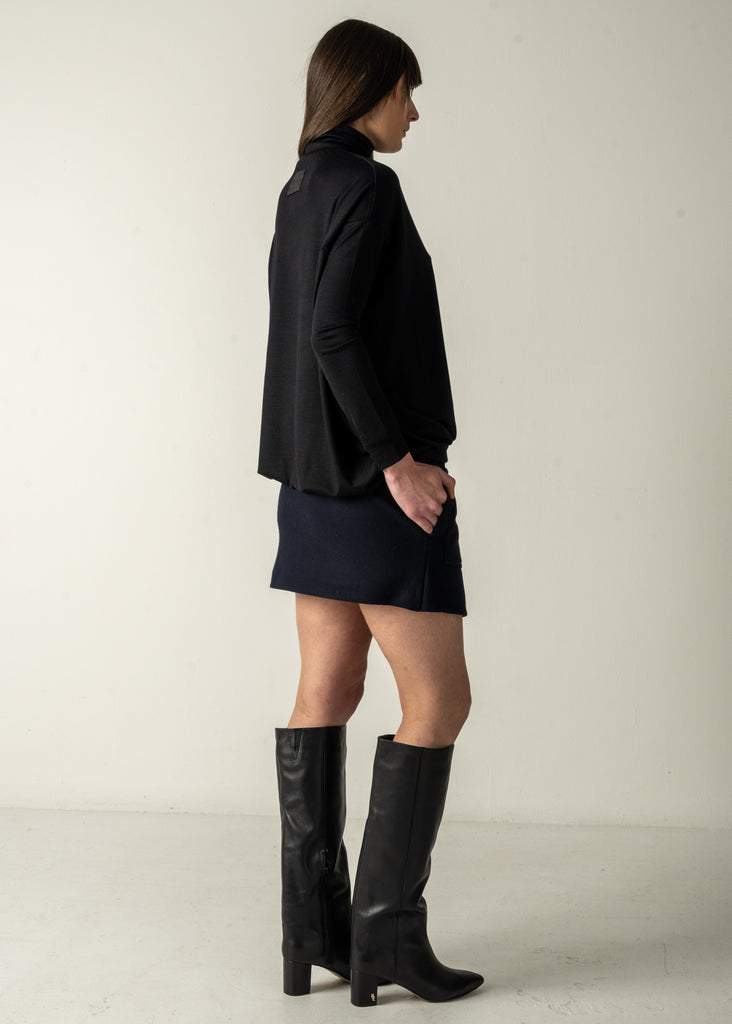 IVA NARROW SLEEVE HIGH-NECK / SUPER100 WOOL JERSEY - C9