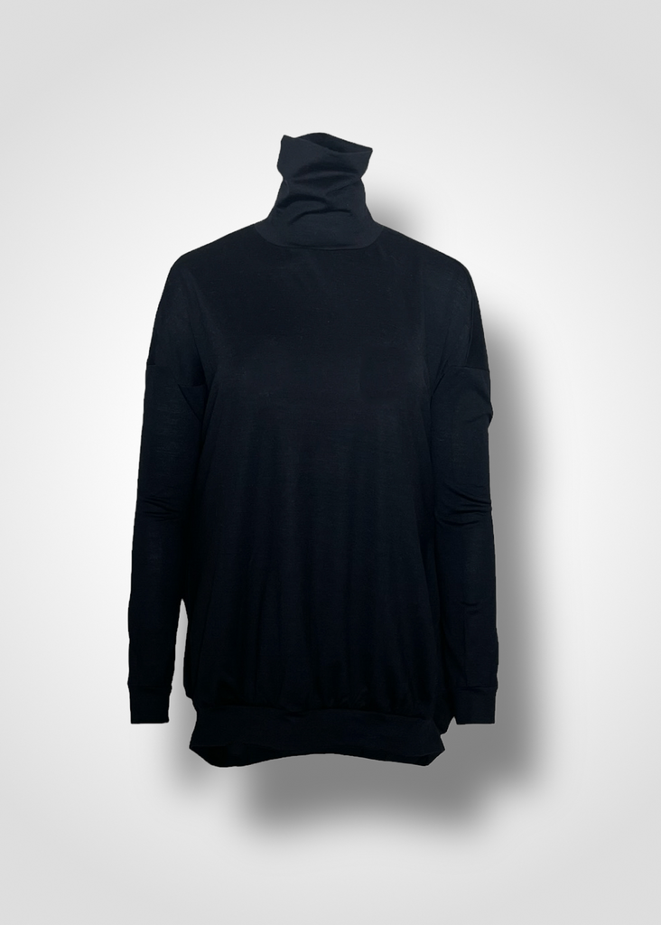 IVA NARROW SLEEVE HIGH-NECK / SUPER100 WOOL JERSEY - C9