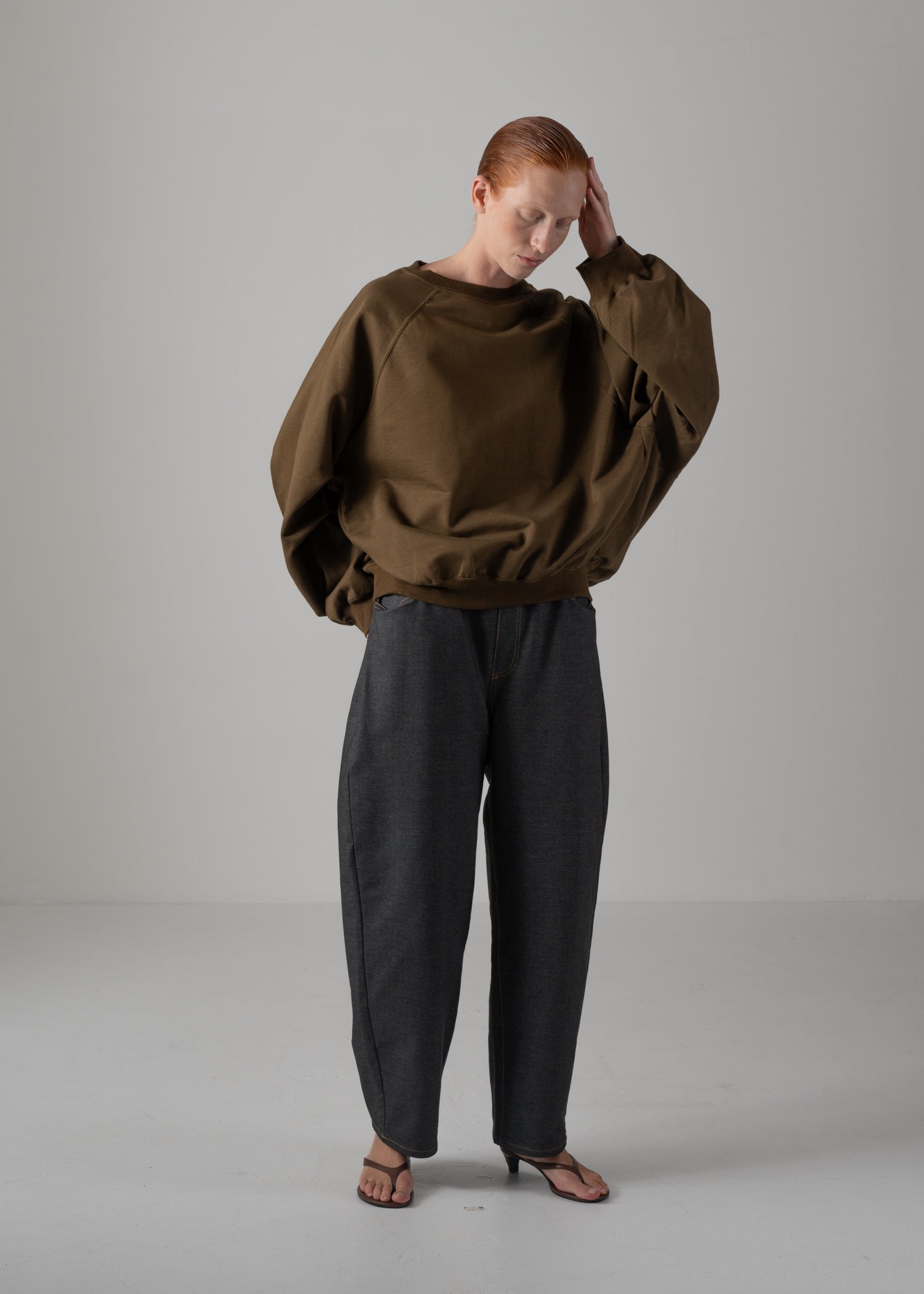 22 LEILA WIDE CUFF SWEAT SHIRT / COTTON HIGH GUAGE TERRY - C14