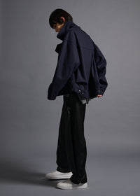 oversized biker jacket, navy, cogthebigsmoke, one size fits all, sustainable fashion, less is more, made in Japan, quiet luxury, minimalist