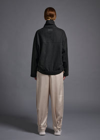 oversized biker jacket, charcoal, cogthebigsmoke, one size fits all, sustainable fashion, less is more, made in Japan, quiet luxury, minimalist