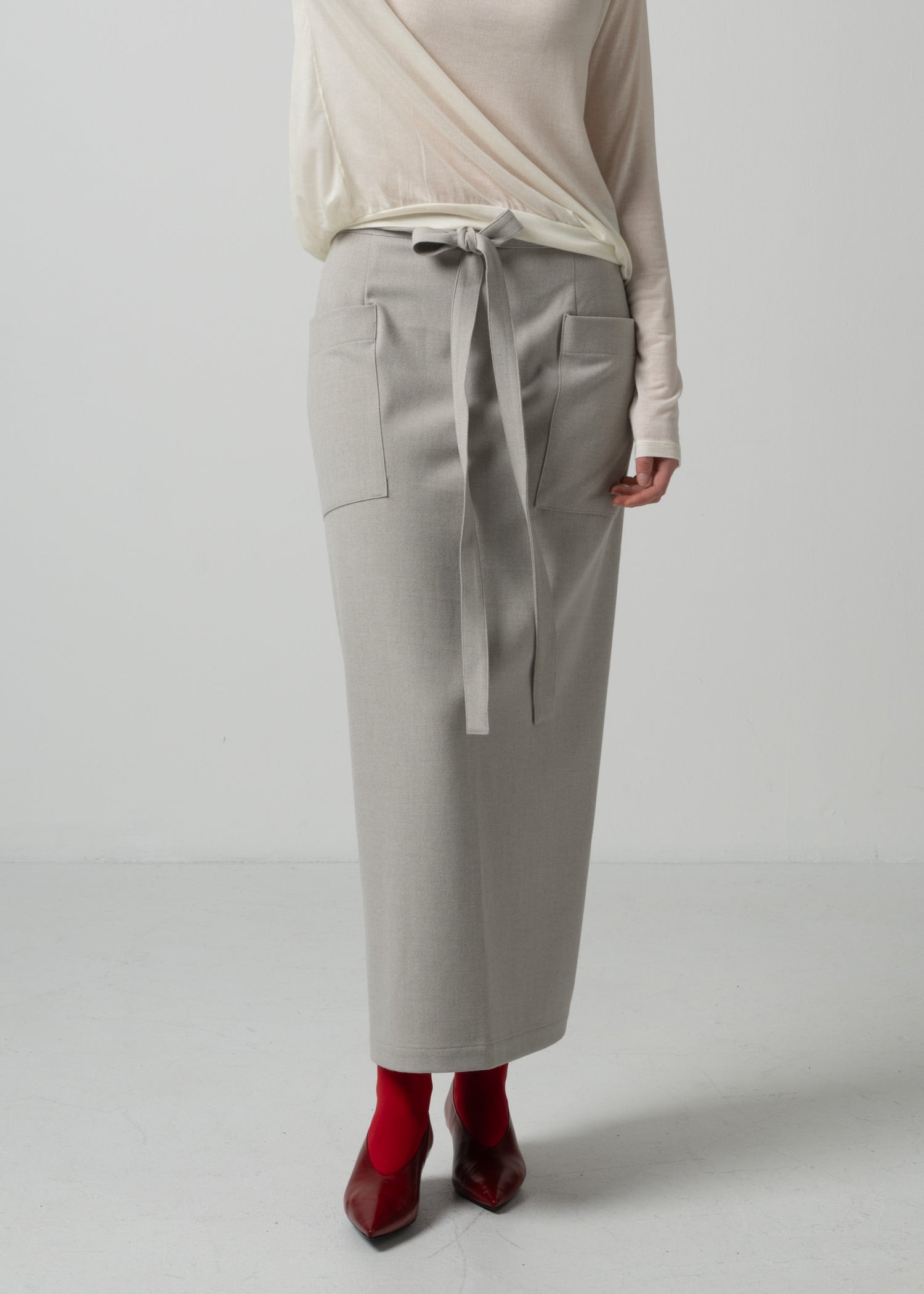 22 MIRANDA WRAP SKIRT / SOFT FLANNEL SUITING - C15