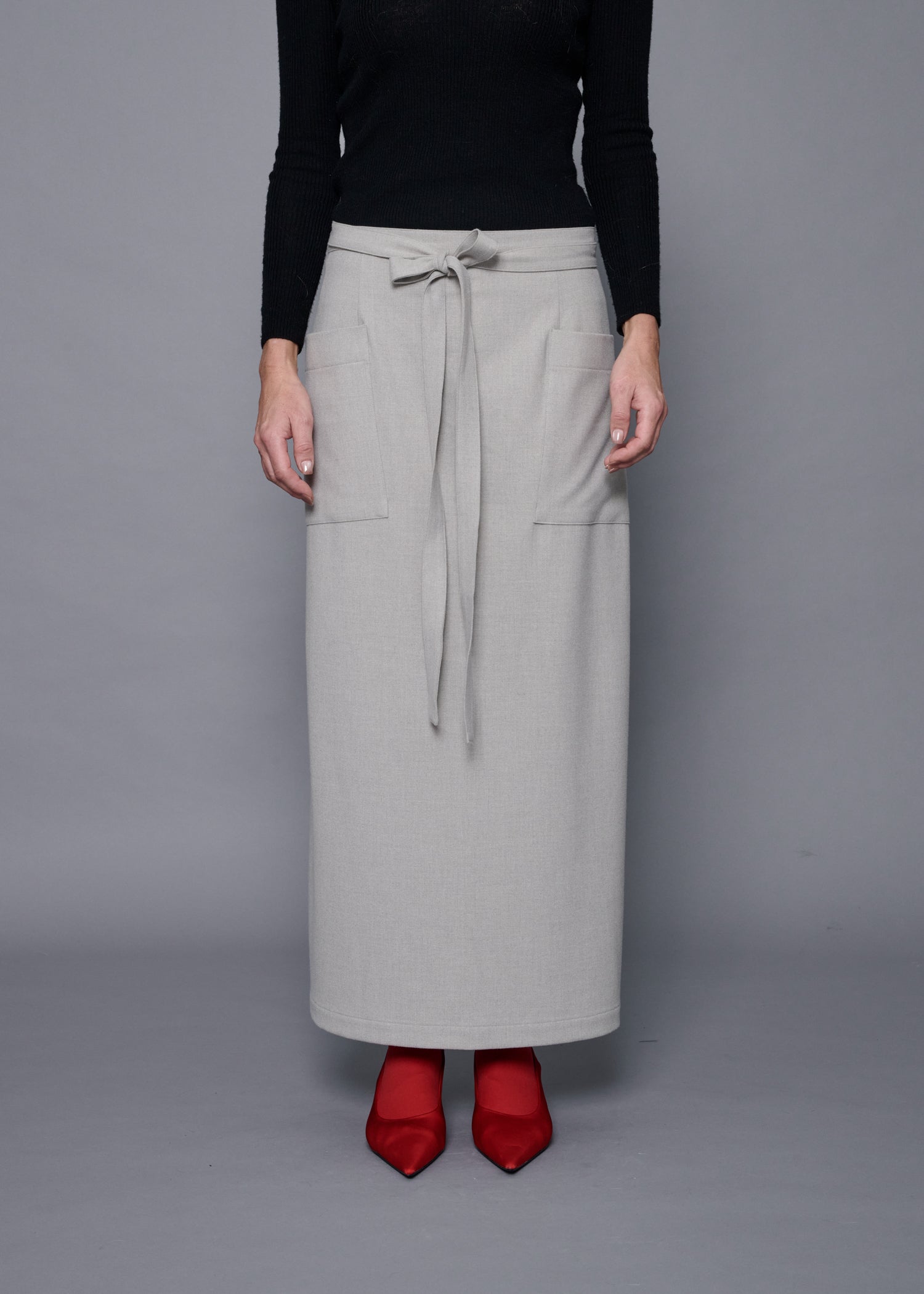 22 MIRANDA WRAP SKIRT / SOFT FLANNEL SUITING - C15