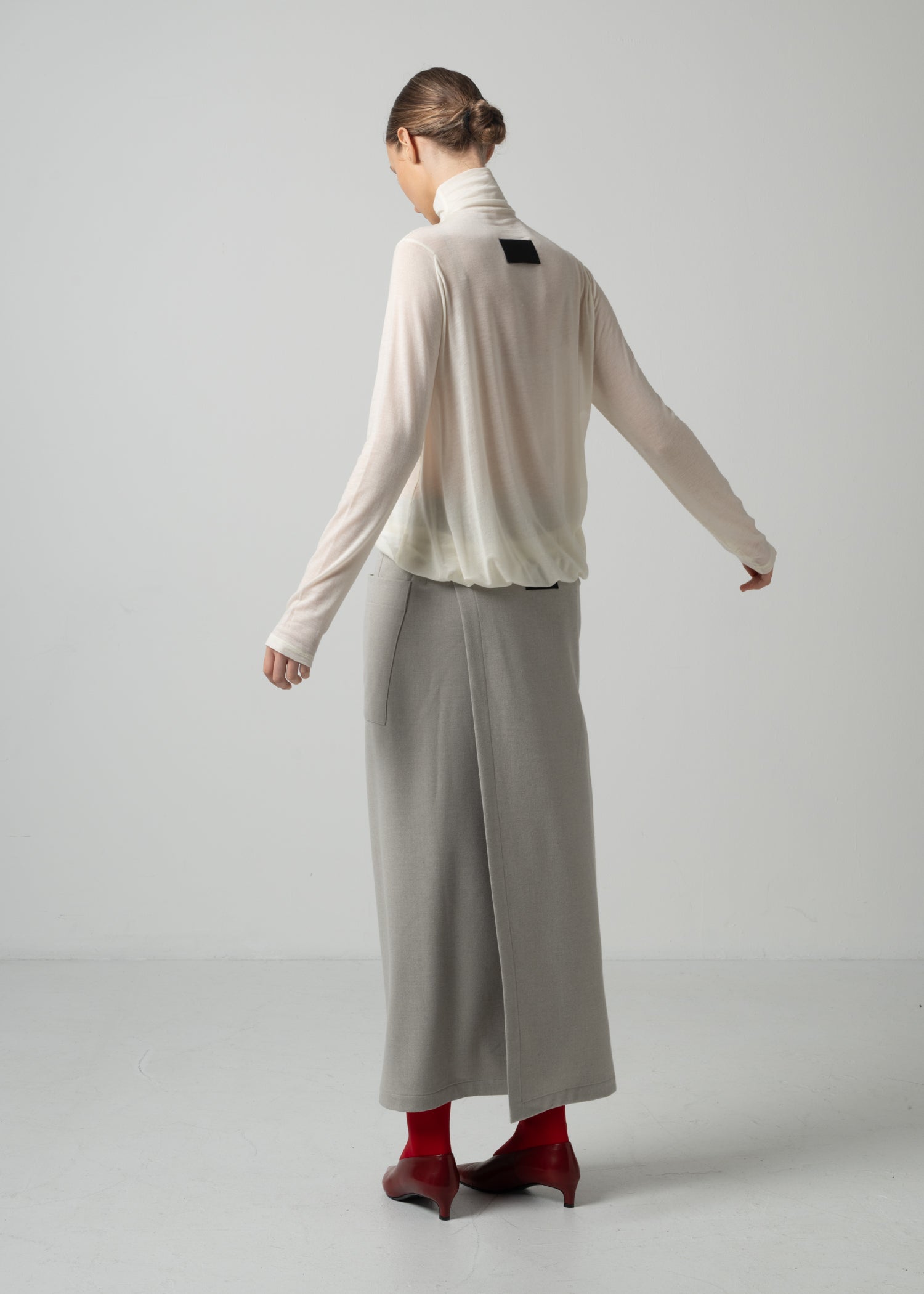 22 MIRANDA WRAP SKIRT / SOFT FLANNEL SUITING - C15