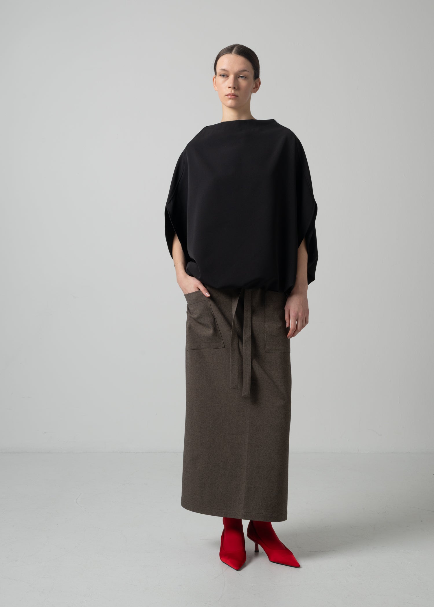 22 MIRANDA WRAP SKIRT / SOFT FLANNEL SUITING - C15