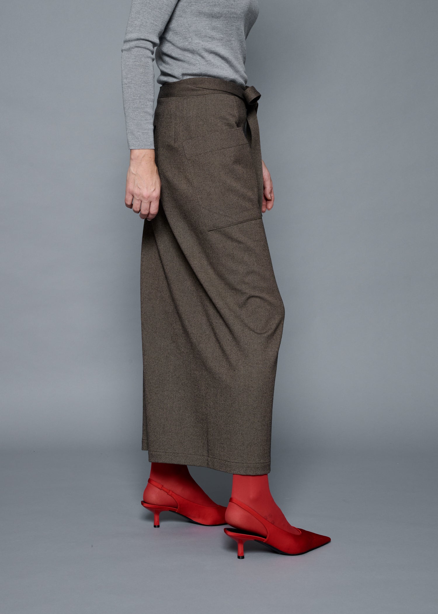 22 MIRANDA WRAP SKIRT / SOFT FLANNEL SUITING - C15
