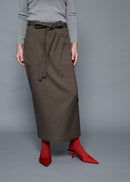 22 MIRANDA WRAP SKIRT / SOFT FLANNEL SUITING - C15