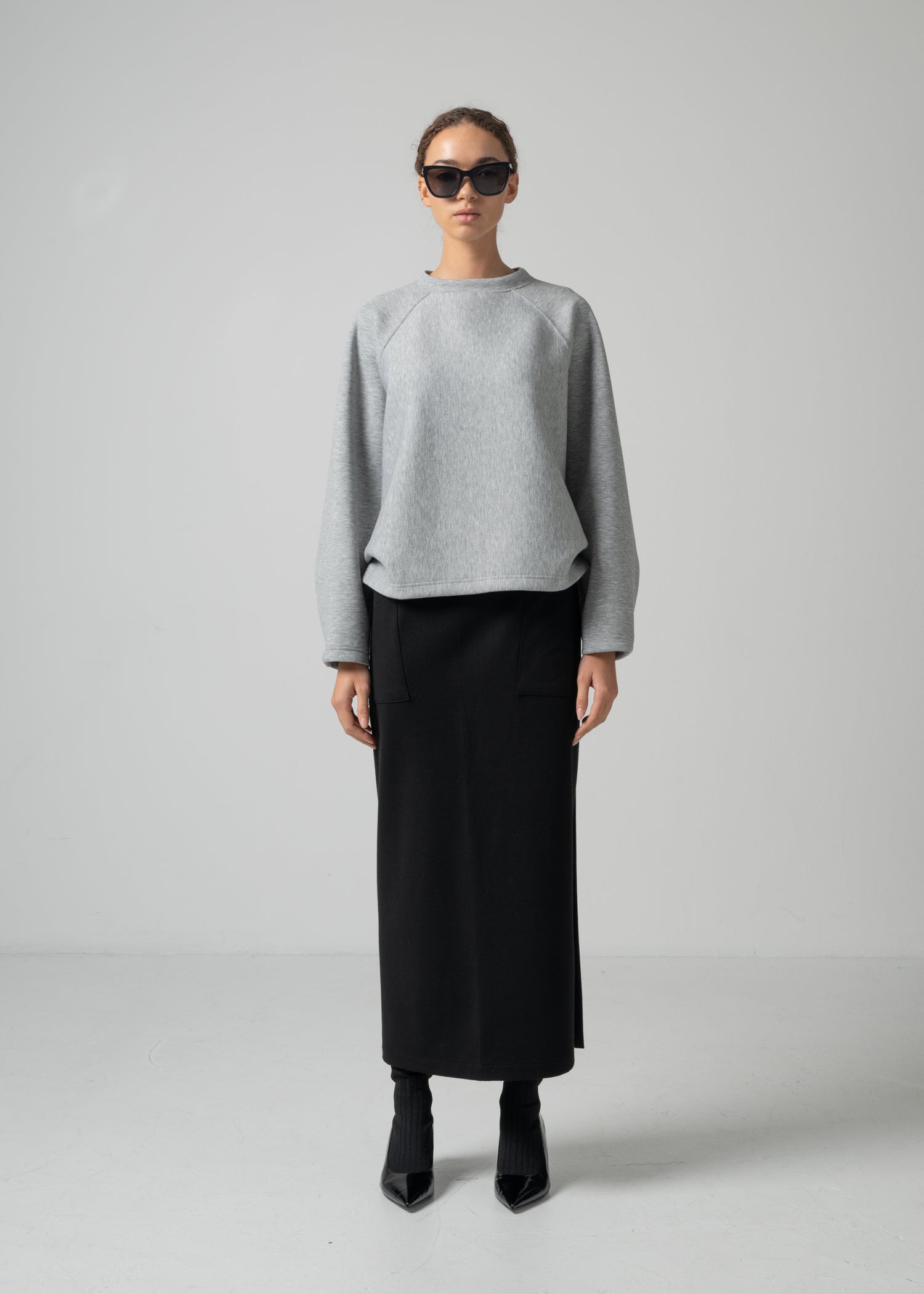 22 MIRANDA WRAP SKIRT / SOFT FLANNEL SUITING - C15