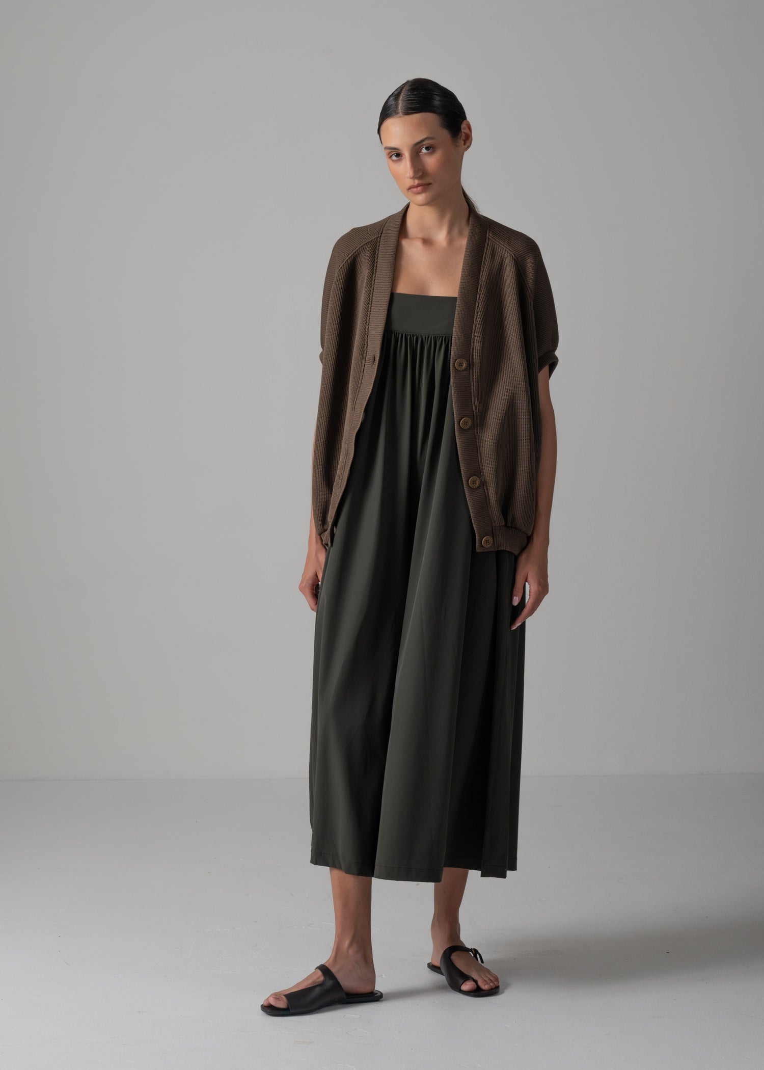 NEELA PUFF SLEEVE CARDIGAN, V-neck cardigan, Made in Japan
