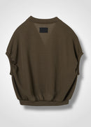 25 NEELA PUFF SLEEVE CARDIGAN / HI-LO GAUGE KNIT-LIKE JERSEY - C14